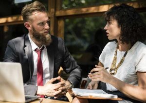 client consultation at a coffee shop